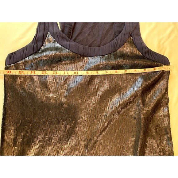 Banana Republic Women Sequin Tank Top Scoop Neck Sleeveless Navy Blue SZ X Small - Picture 5 of 7